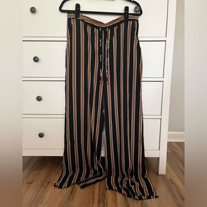 Flowy brown and black striped pants